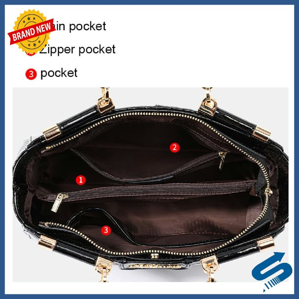 Large Capacity Crocodile Pattern Shoulder Bag wit… - image 3